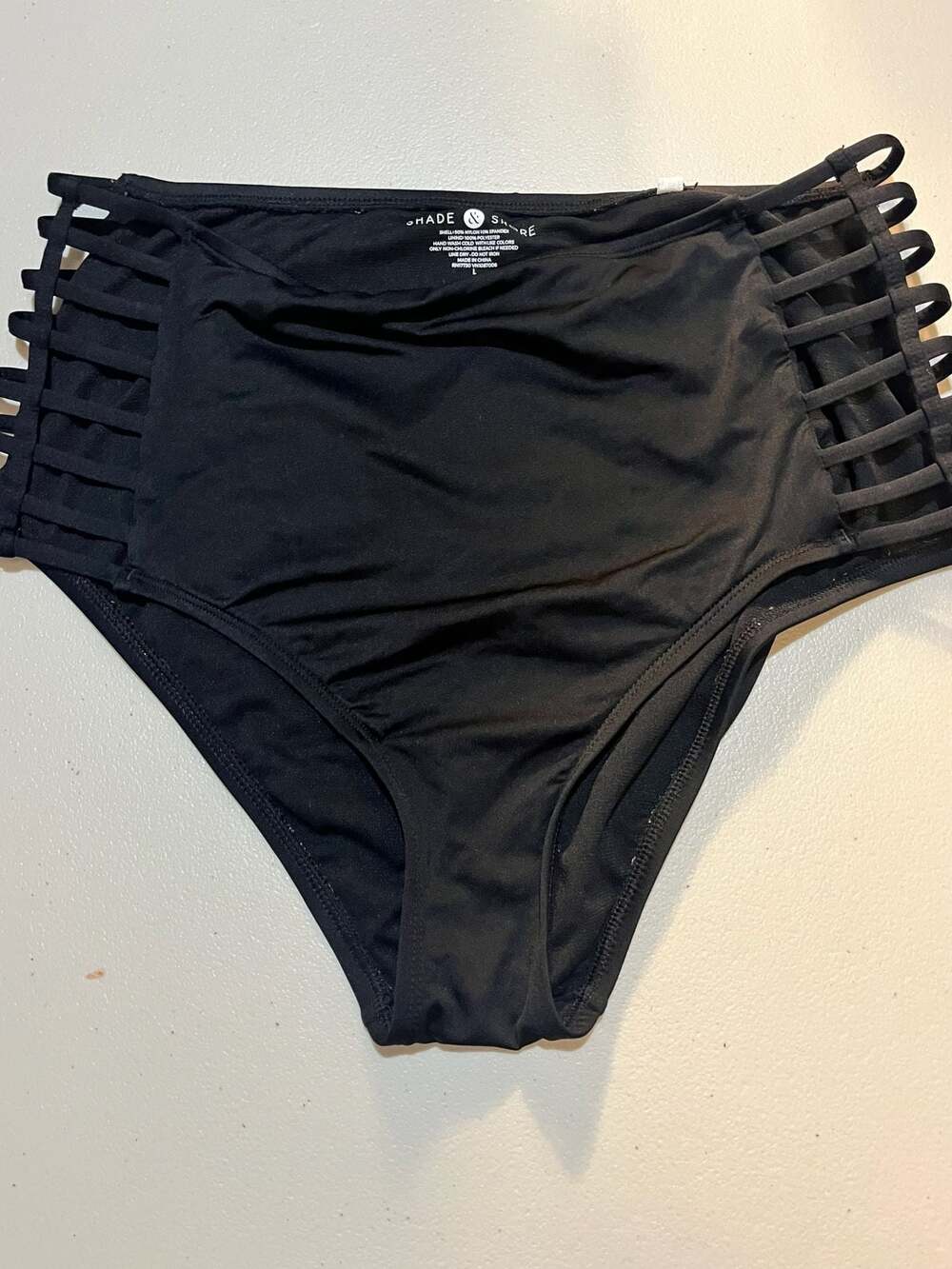 Shade & Shore Black High-Waist Strappy Side Bikini Bottom 010-071